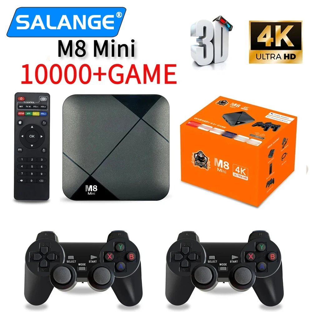 M8 Mini Game Player Android 10 Tv Box S905 64Gb 10000 Giochi 4G Wifi Hd 4K Controller Wireless Videogioco Iptv
