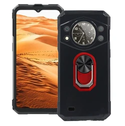 Enhanced Product Title: Durable Silicone Phone Case with Finger Ring and Bracket for Cubot KingKong 9 (Black TPU C Red)