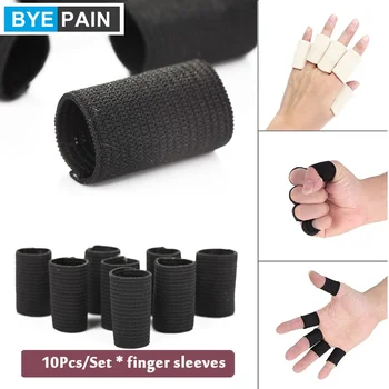 BYEPAIN-손가락 버팀대 부목 슬리브 엄지 지지 보호대, 부드럽고 편안한 쿠션 압력 안전 탄성 통기성 10 개/세트