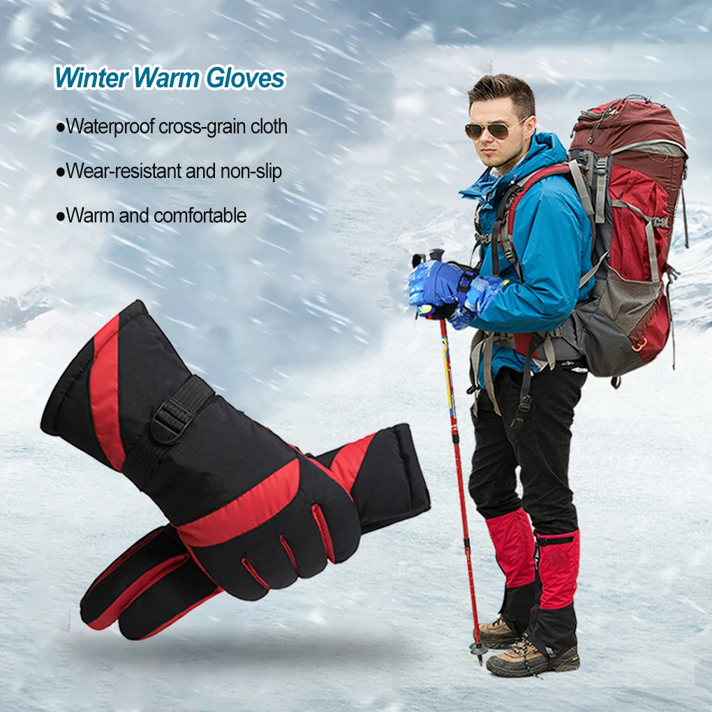 

1 Pair Snow Ski Gloves Winter Touch Screen Fishing Mittens Red Black