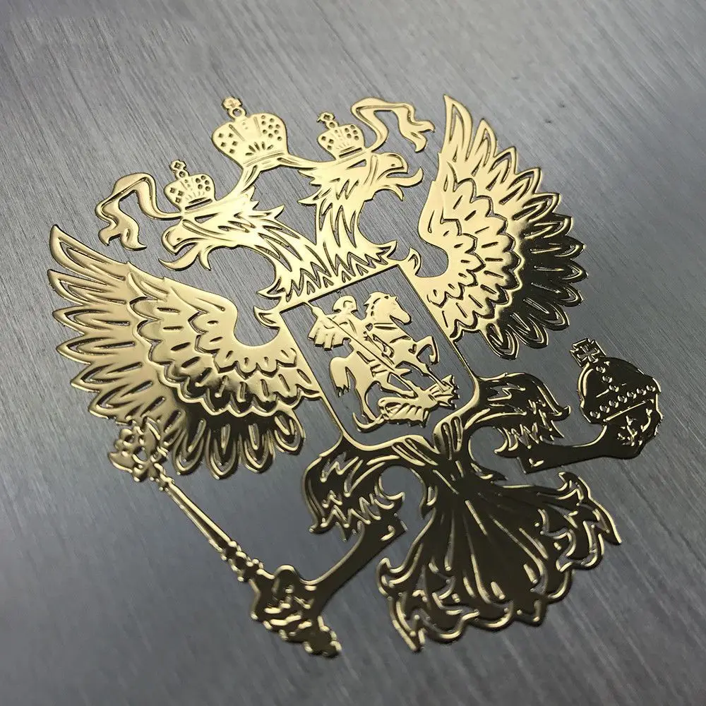 Adesivo Auto In Metallo - Stemma Russo Con Aquila E Corona, Decalcomania Argento Per Vetri O Carrozzeria - Foto 5