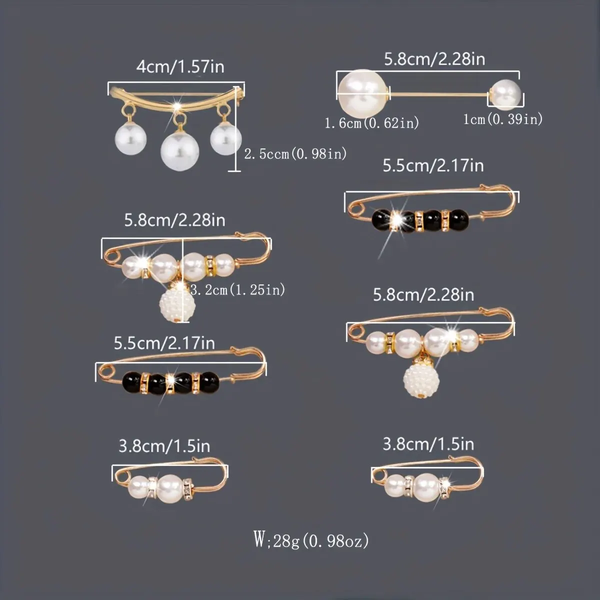 Clothing Brooch Women's Metal Leak Proof 8-Piece Set Flip Corset DIY Accessories