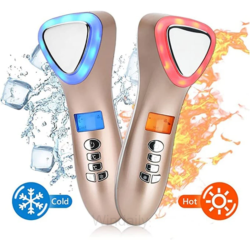 LED Phototherapy Facial Massager Hot Cold Hammer Face Lifting Tool Skin Tightening Wrinkle Removal & Pore Care Beauty Instrument skin care device