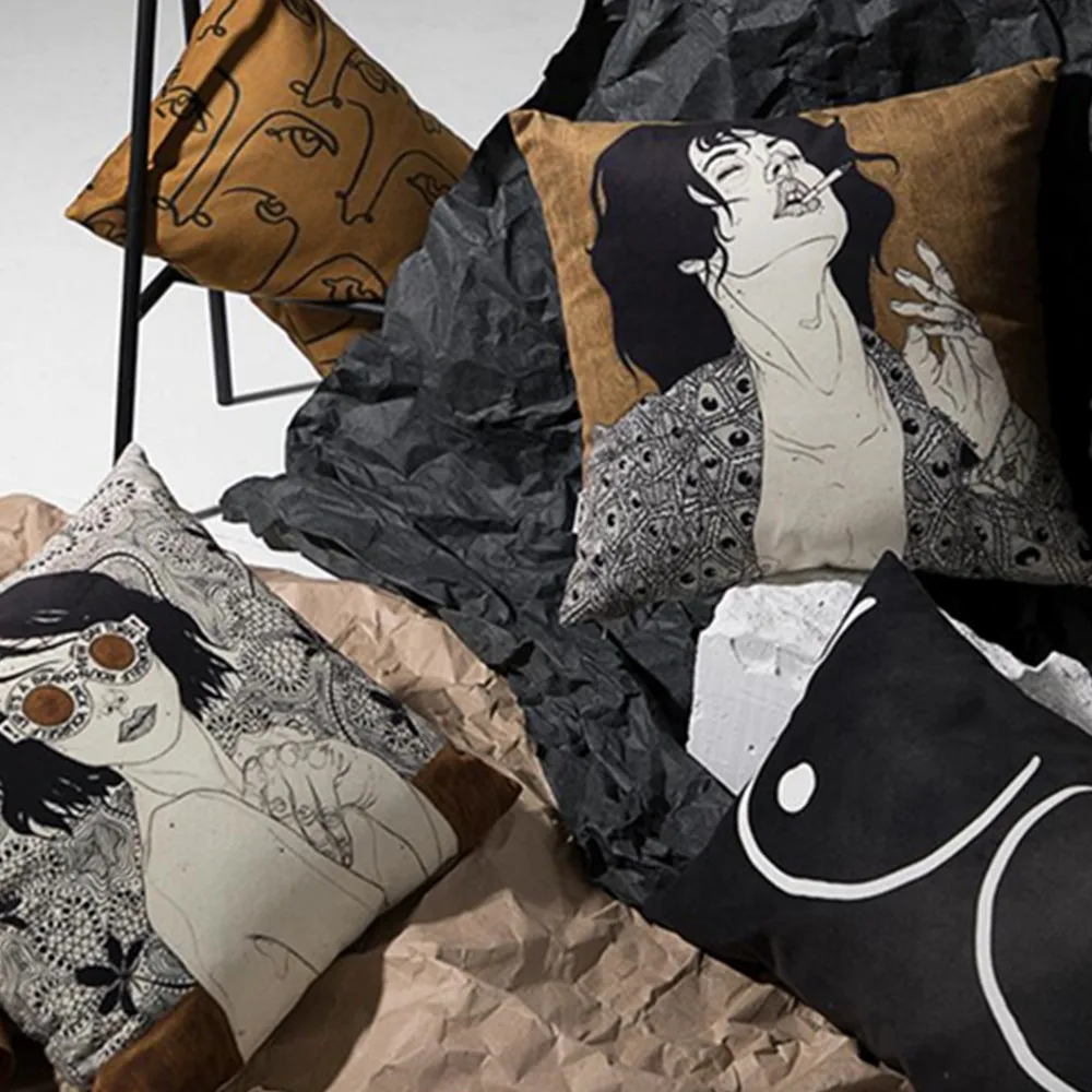 

Чехол для подушки, мягкий бархатный, с рисунком в скандинавском стиле, художественная подушка