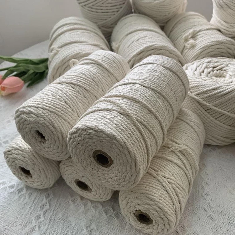 Cotton Macrame Cord String Rope Ribbon Crafts DIY 2mm 3mm 4mm Beige Rope Braided Manual Sewing Bohemia Wedding Home Decoration