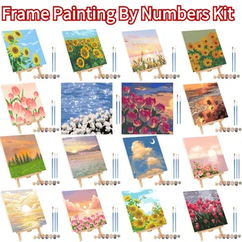 Cadre peinture par numéros Kit abstrait coucher de soleil paysage moderne dessin coloriage peinture à la main par numéros peinture acrylique décor à la maison 1
