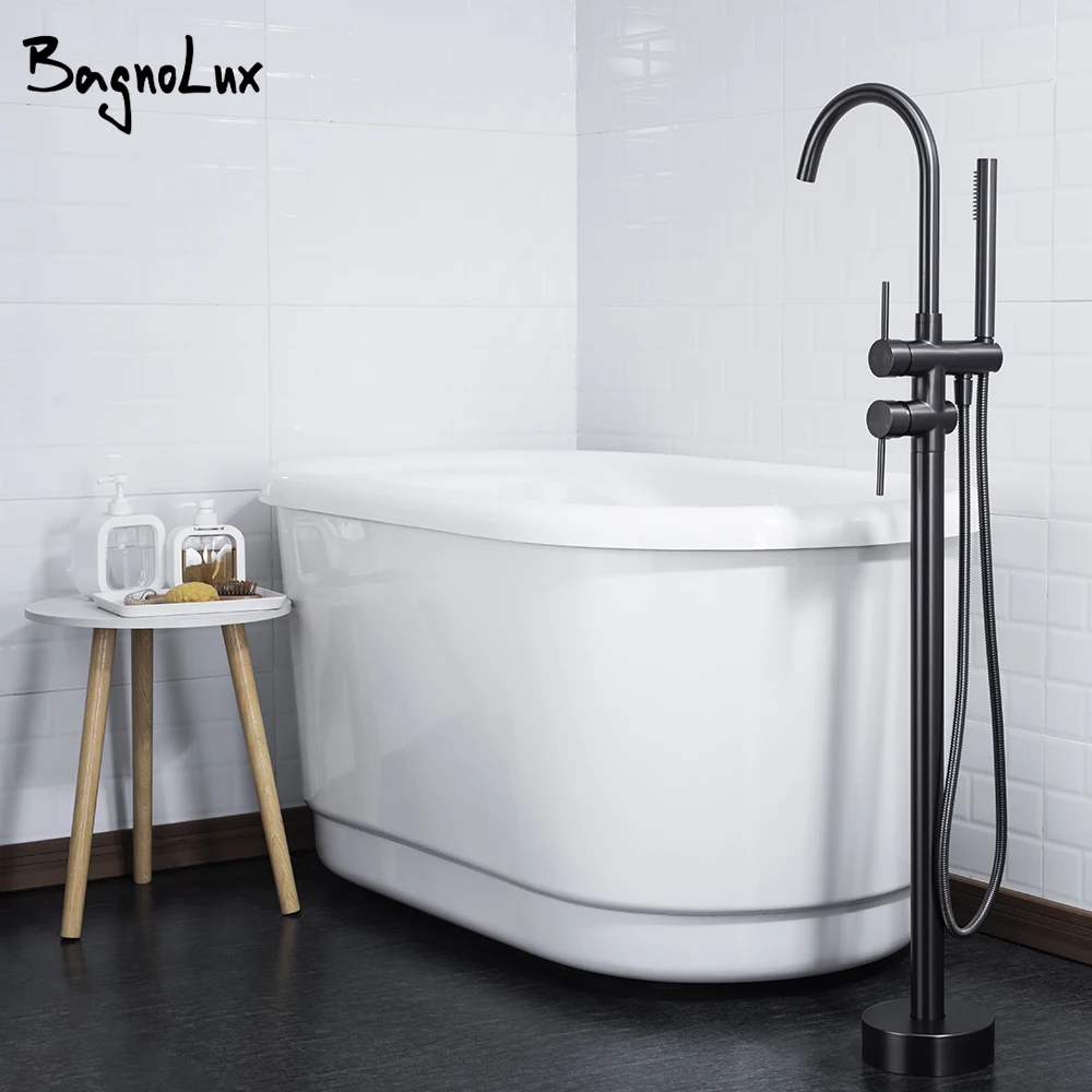 Freestanding Bathtub Faucet Bathroom Tap Diverter Floor Mounted Mixer 2 Functions Hot And Cold Shower Faucet