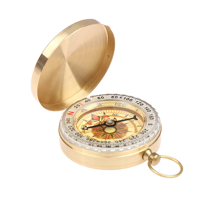 Portable Compass Navigation Camping Hiking Pocket Brass Golden Outdoor