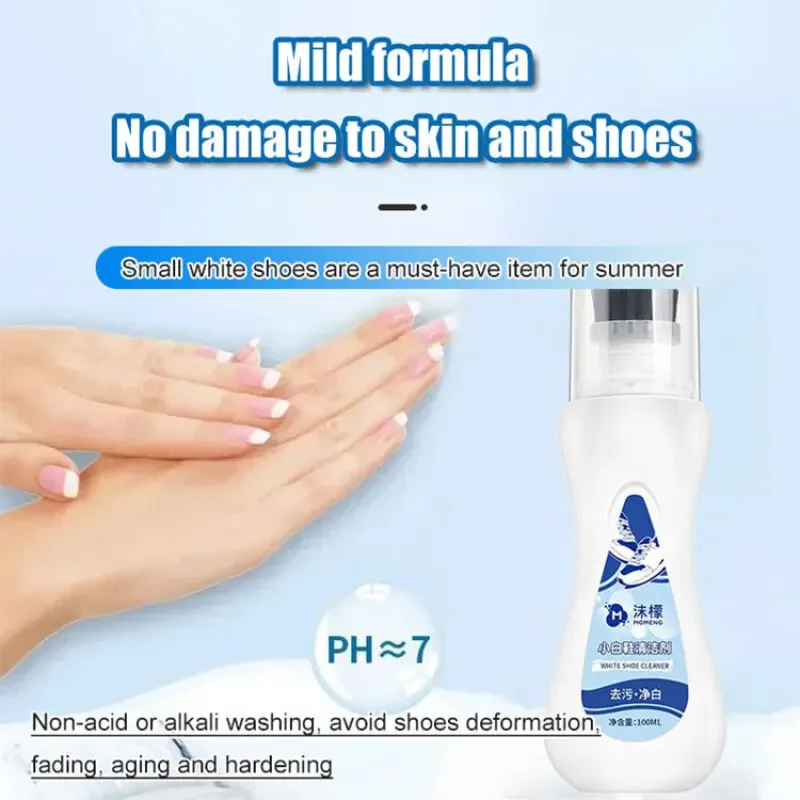 100ml White shoes cleaning whitening artifact with brush head powerfully removes stubborn stain household yellow decontamination
