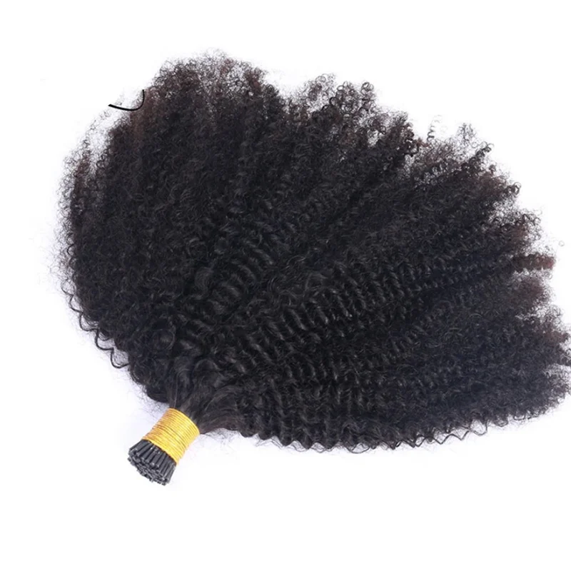Afro Kinky Curly Fusion Human Hair Extensions 12-26inch Brazilian Remy Body Wave Pre Bonded Keratin Nail I Tip For Black Women