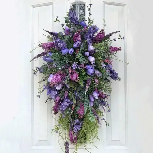 40cm Artificial Hydrangea Wreath Home Garland Front Door Decoration Wall Background Christmas Decor Hello Wreath 2023 New - Image 7