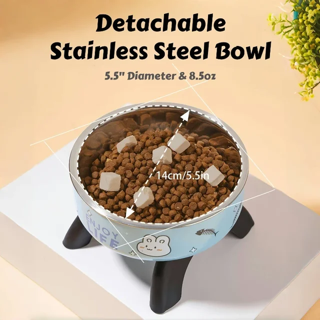 Stainless Steel Pet Bowl – Anti-Tip Elevated Design with Non-Slip Silicone Base & Chew-Proof Edge for Small Cats/Dogs Feeding 5