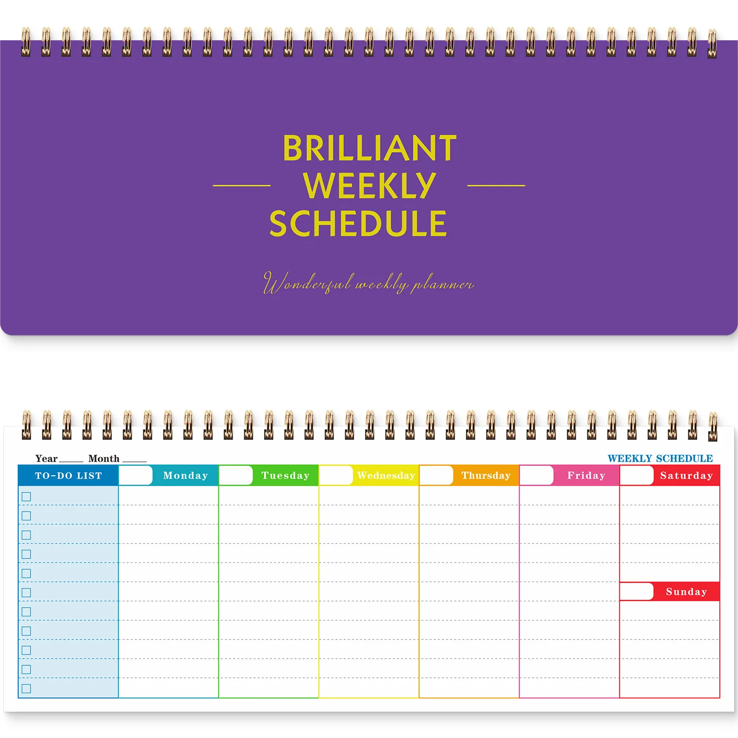 English Coil Notebook: Weekly Planner & Memo Notepad, 60 Sheets/120 Pages
