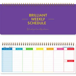 English Coil Notebook: Weekly Planner & Memo Notepad, 60 Sheets/120 Pages (Purple)