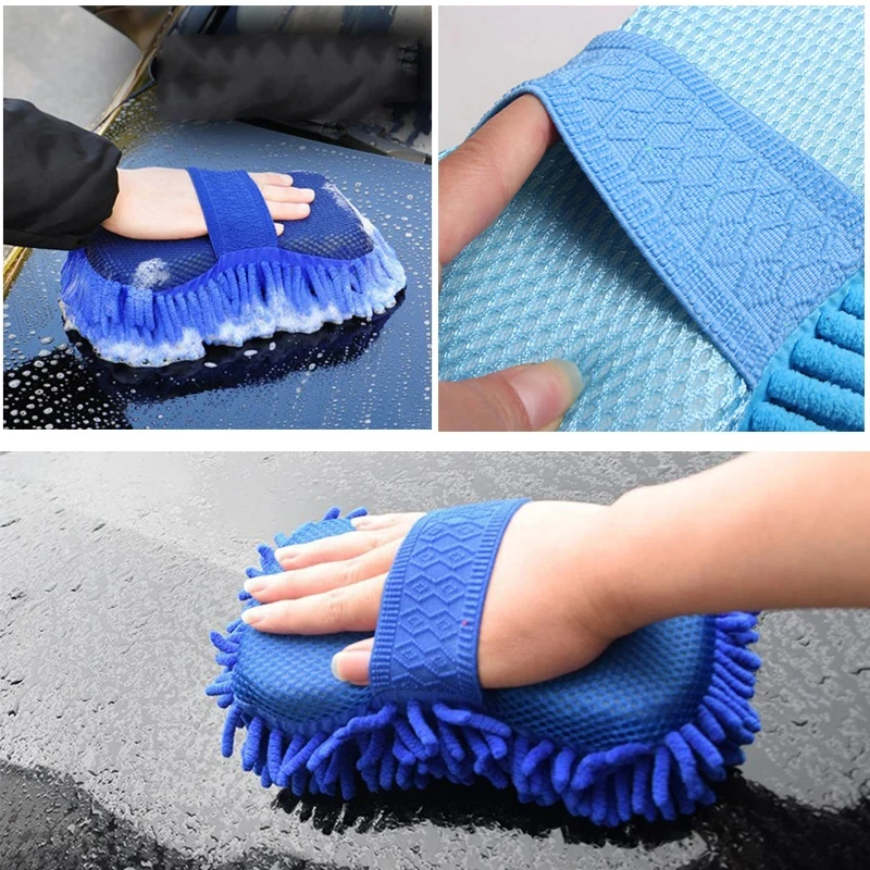 Car Cleaning Gloves Microfiber Car Mitt Microfiber Cleaning Gloves Microfiber Washing Gloves Microfiber Gloves Chenille Car Wash Gloves Microfiber Wipe Car Sponge Scratch Free Wash Cleaning Coral Velvet Double-Sided Cleaning Tool