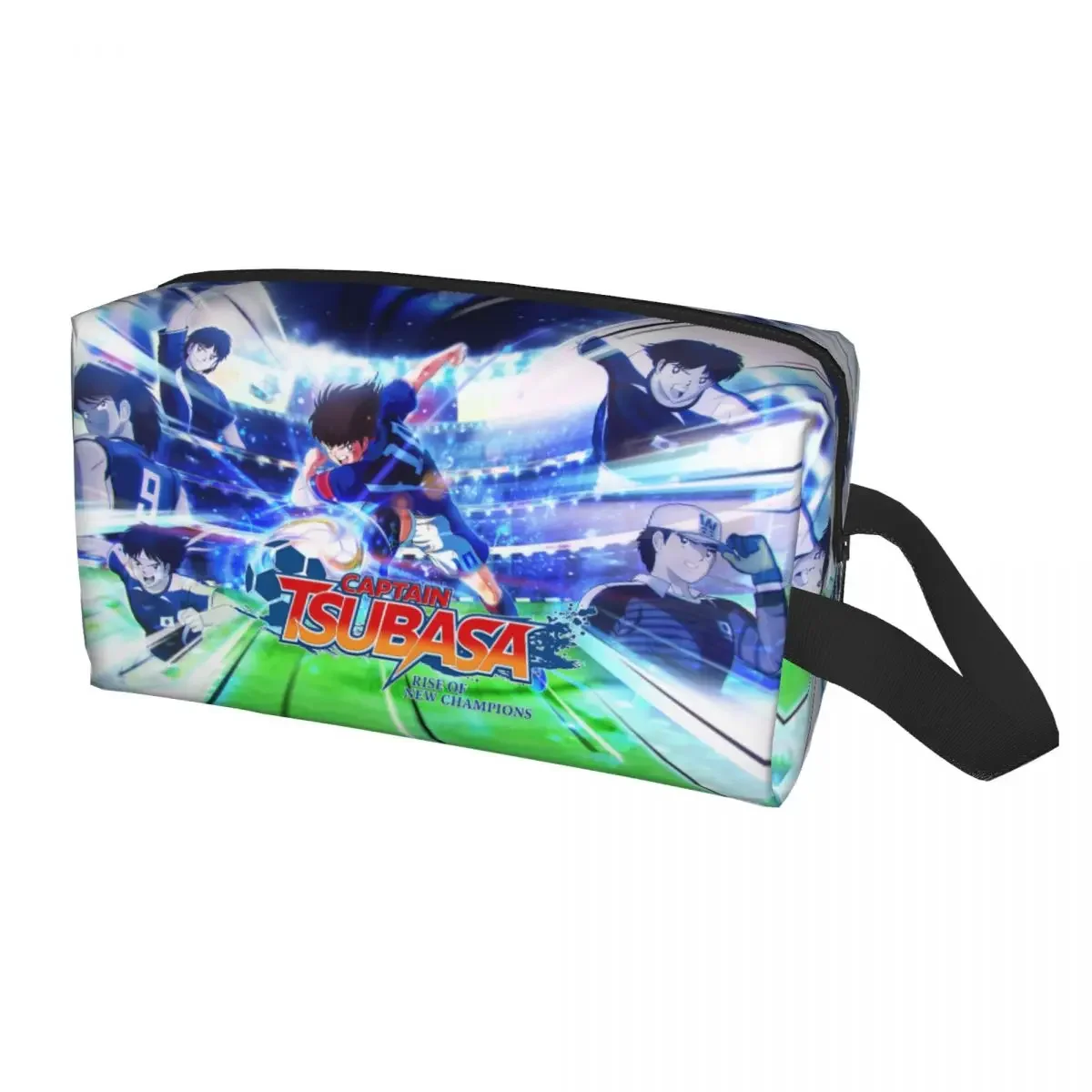 

Custom Captain Tsubasa Toiletry Bag Women Anime Boy Football Motion Cosmetic Makeup Organizer Lady Beauty Storage Dopp Kit Box
