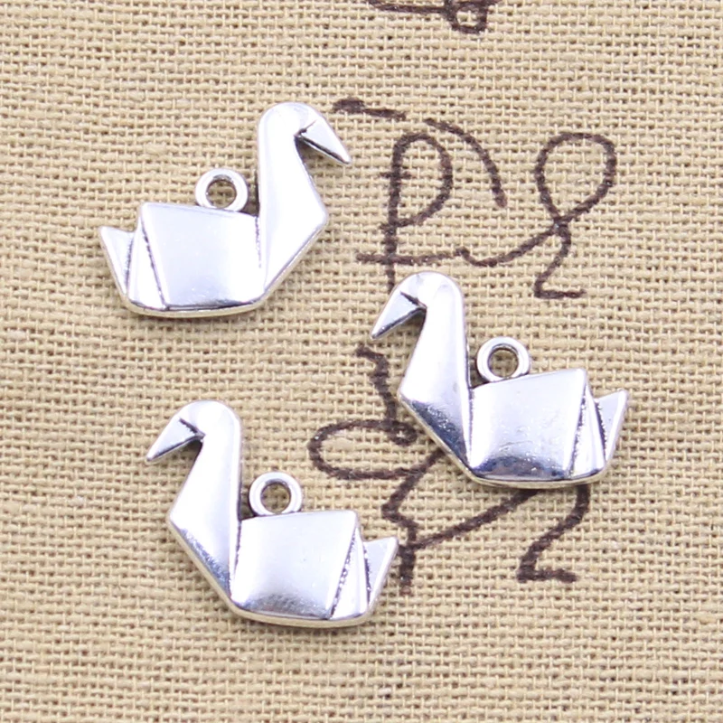 

12pcs Charms Paper Crane 16x19mm Antique Silver Color Pendants Making DIY Handmade Tibetan Finding Jewelry