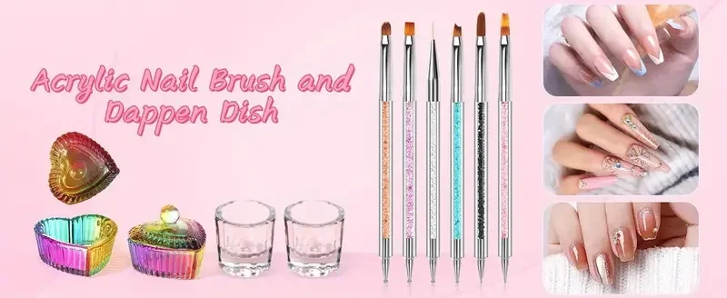 Acrylic Nail Brushes and Dappen Dish Set