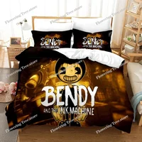 3D Printed Bendy N Ink Machine Bedding Set Pillowcase Duvet Cover Double Twin Full Queen King Adult Kids Bedclothes Quilt Cover 1