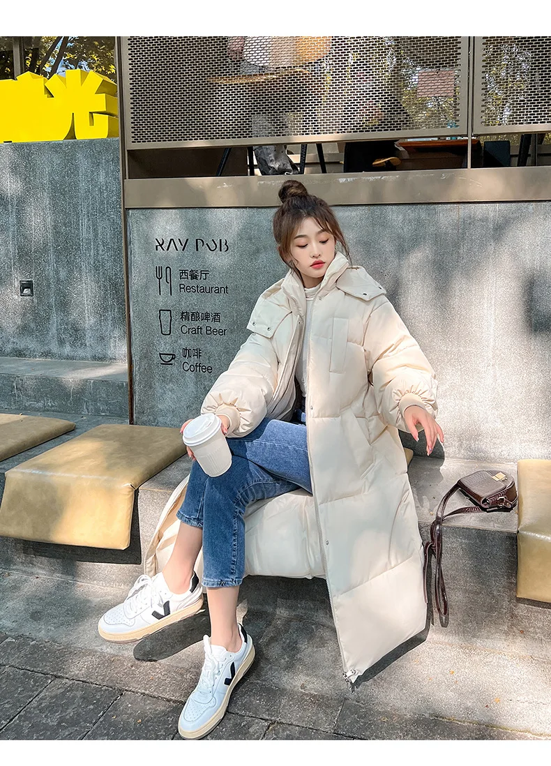 vielleicht coreano jaqueta feminina inverno parkas sólido com capuz engrossar quente feminino neve wear casaco acolchoado roupas soltas
