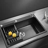 Black Nano Wash Basin Single Sink creative Stainless Steel Kitchen Sinks Drain Set Home Handmade Wash Basin Kitchen Accessories 1