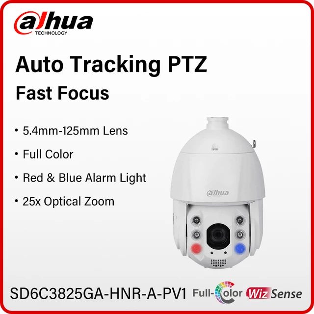 Dahua Original 4K Auto Tracking PTZ Camera Outdoor 8MP Full Color Red & Blue Warning Light Security IR 150m SD6C3825GA-HNR-A-PV1 1