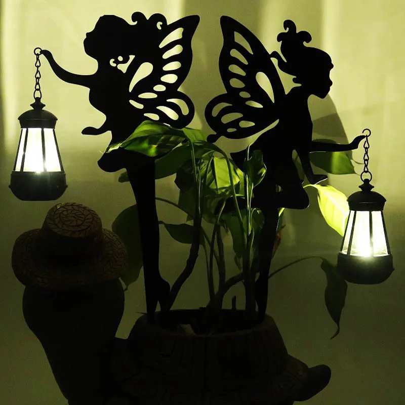 Solar household lawn lamp outside wrought iron flower fairy lantern ornaments to insert garden decoration landscape lamp