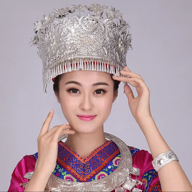 

chinese Miao dance hats Miao silver Headdress Minority stage performance accessories vintage head