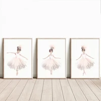 Pink Ballerina Toddler Ballet Girl Dance Cartoon Poster Wall Art Pictures Canvas Painting Nursery Baby Bedroom Home Decor 5