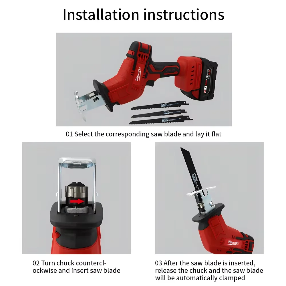Milwaukee Reciprocating Saber Saw 18V Battery High Power Multi-Functional Small Electric Saw Tool Industrial Grade Cutting Tool 4