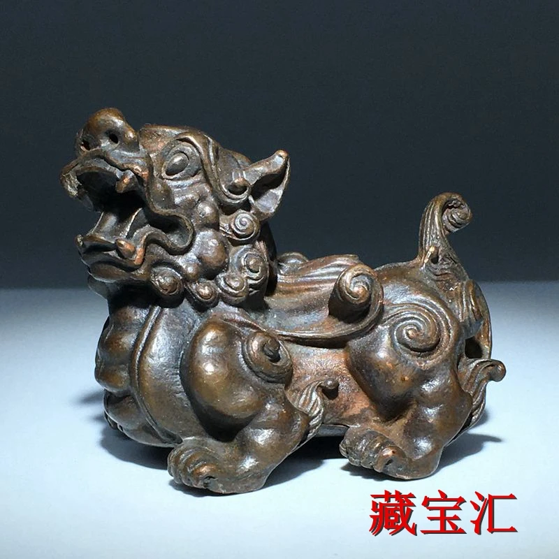 

Rural reflux solid lucky brave copper tea pet Feng Shui secondhand goods hand-held items