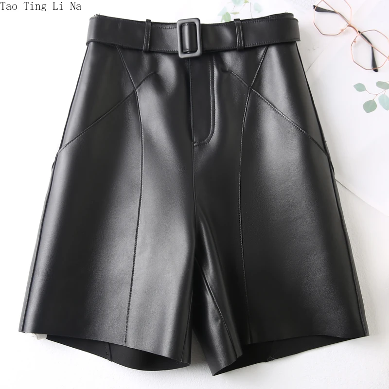2022 New Leather Shorts High Waist 