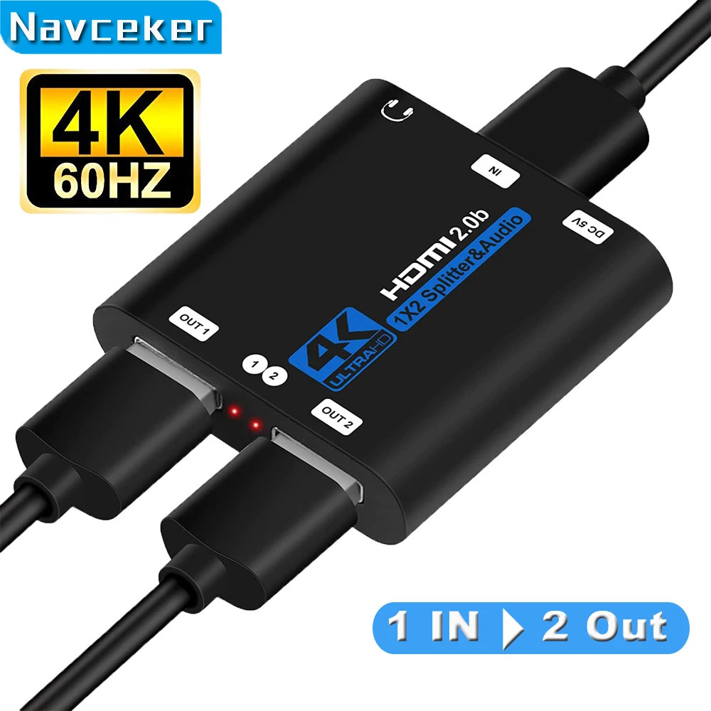 2023 Best 4K Hdmi Splitter 1X2 Hdmi 2.0 Splitter 1 In 2 Out Hdmi Amplificatore Switch Hdr Hdmi2.0 Splitter Per Ps4 Apple Tv Xbox Ps5