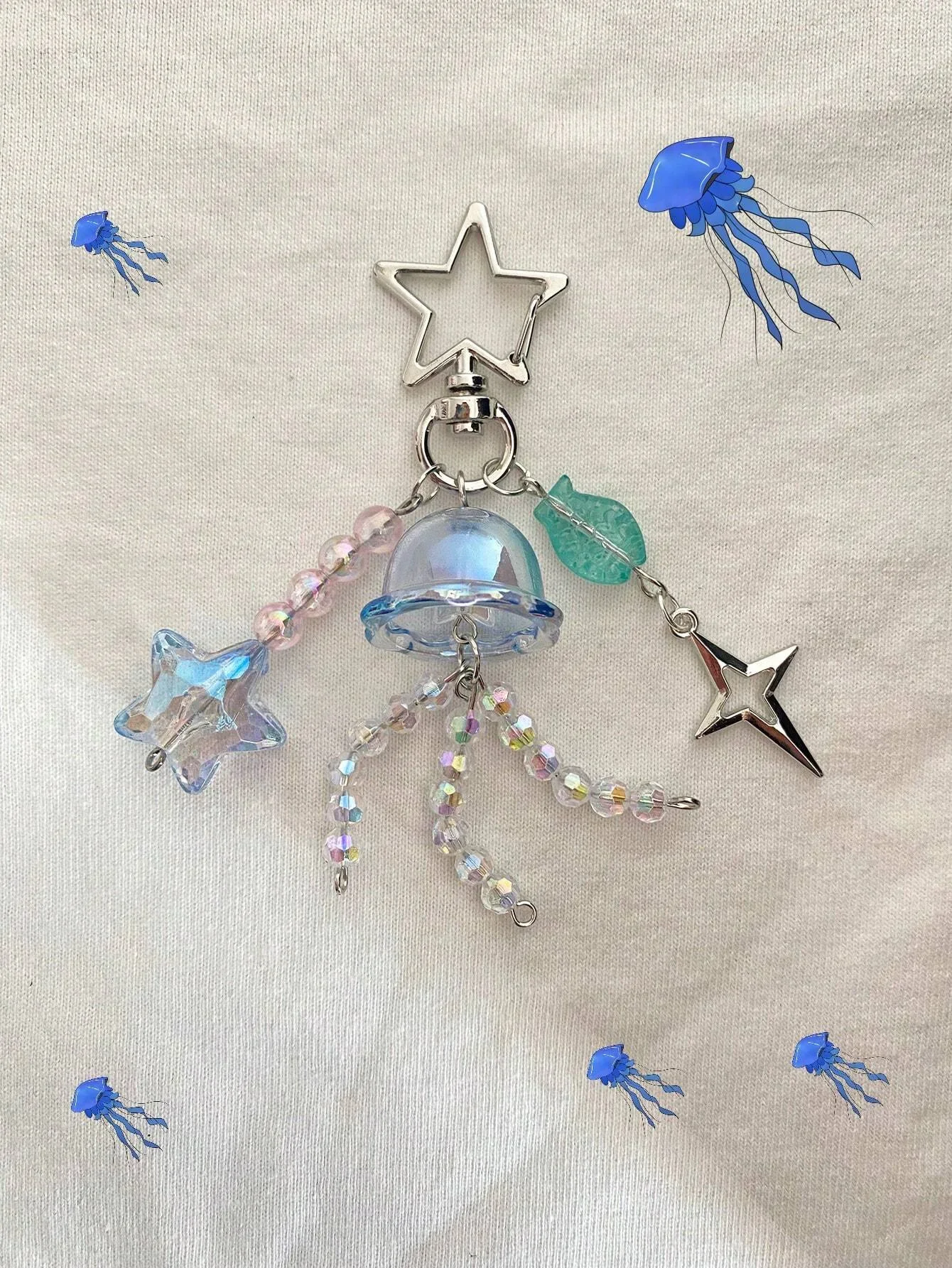 해파리 디자인 스타 펜던트 키체인, 블랙 프라이데이, 1 