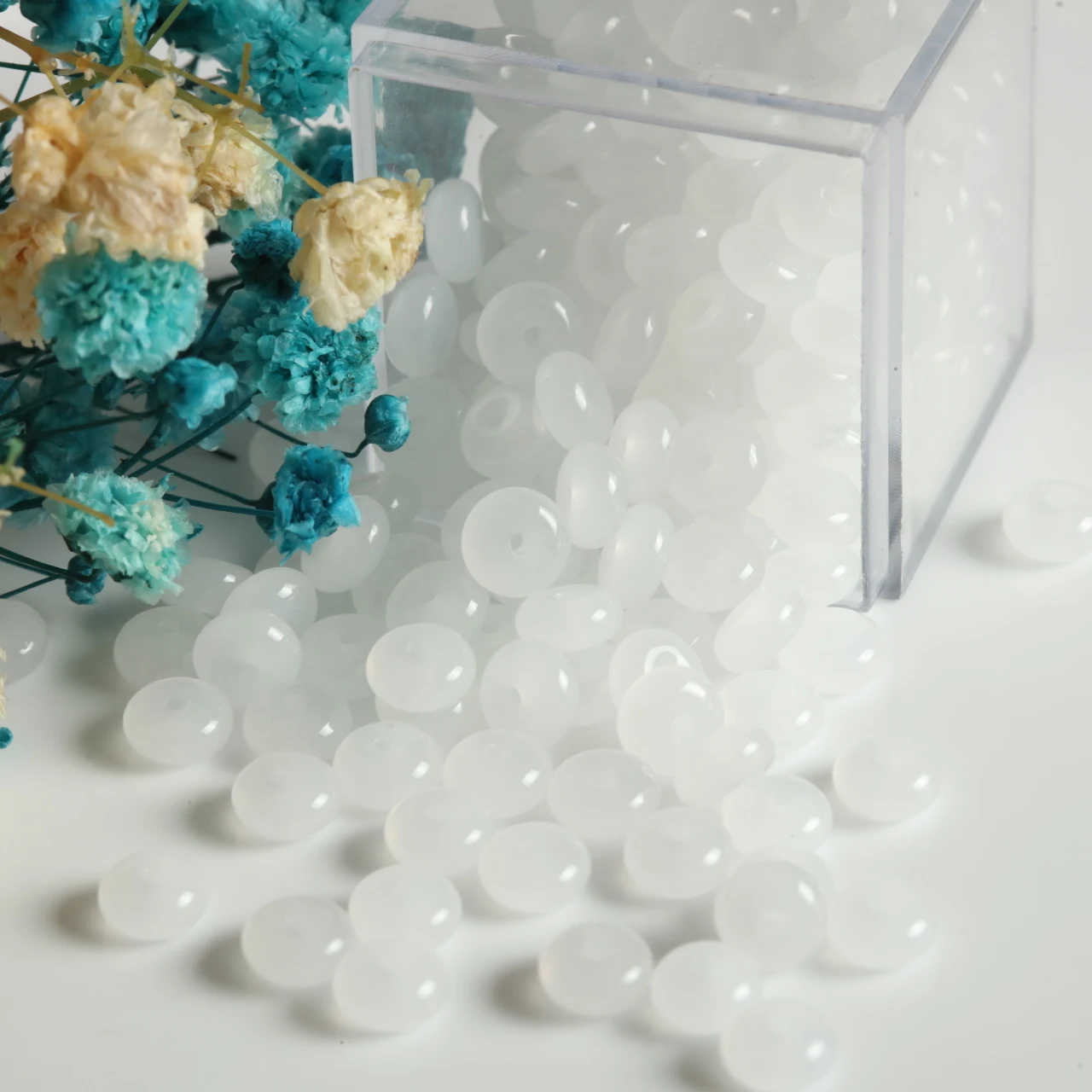 400pcs Deep Sea Blue Transparent Abacus Glass Beads for Handmade Jewelry Crafting