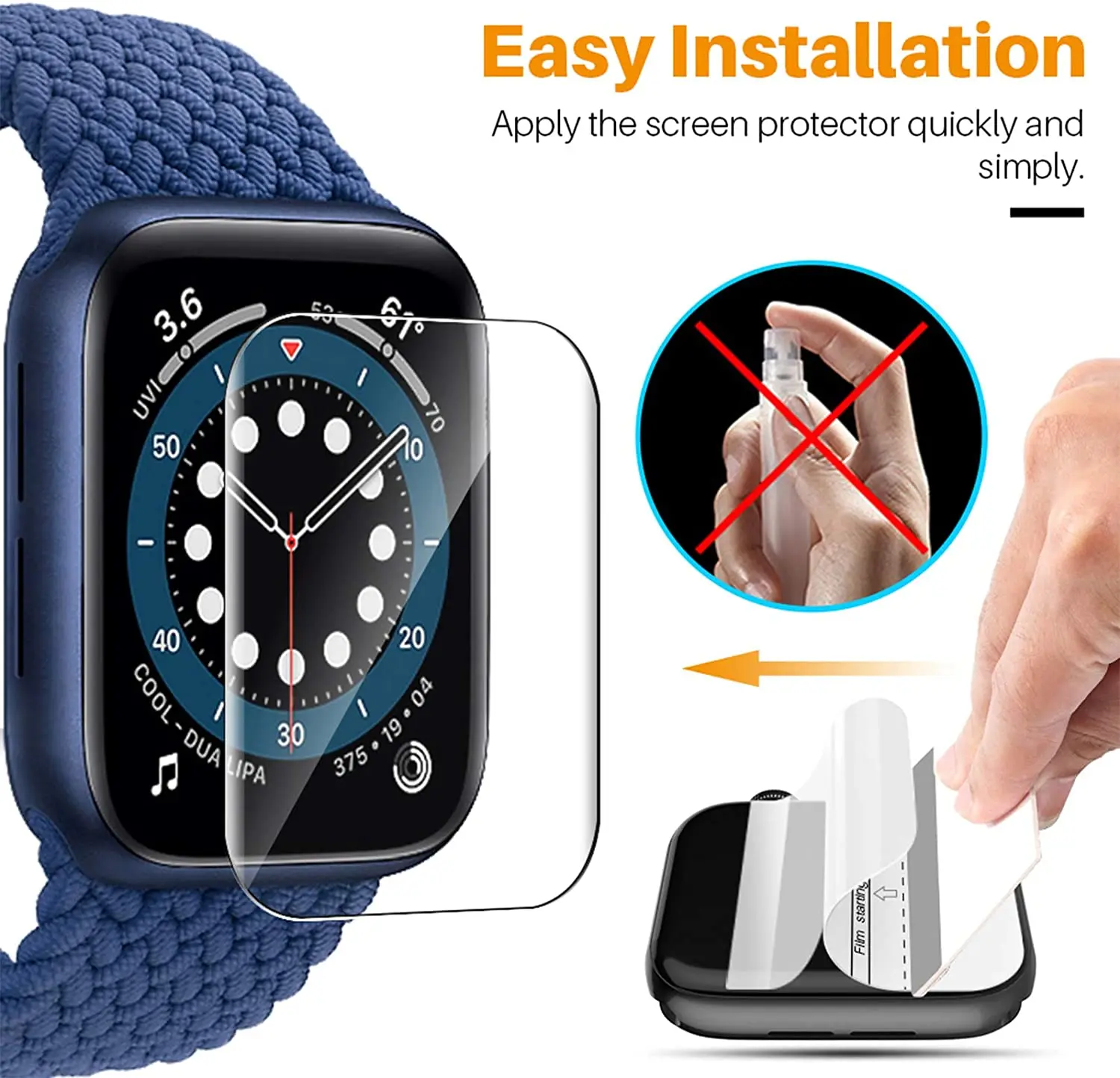 애플 워치 스크린 보호대 HD 필름, 강화 유리 아님, iWatch 보호대, 애플 워치 시리즈 7, 8, 9 액세서리, 45mm, 41mm