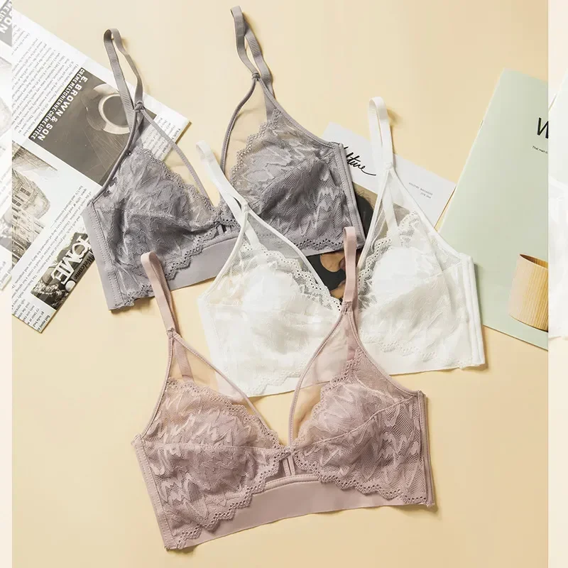 

Wireless Cup 3/4 Bras Bra Brassiere Deep Push Lingerie Bralette Cup Underwear Thin for Lace Women Back Sexy Up Beauty