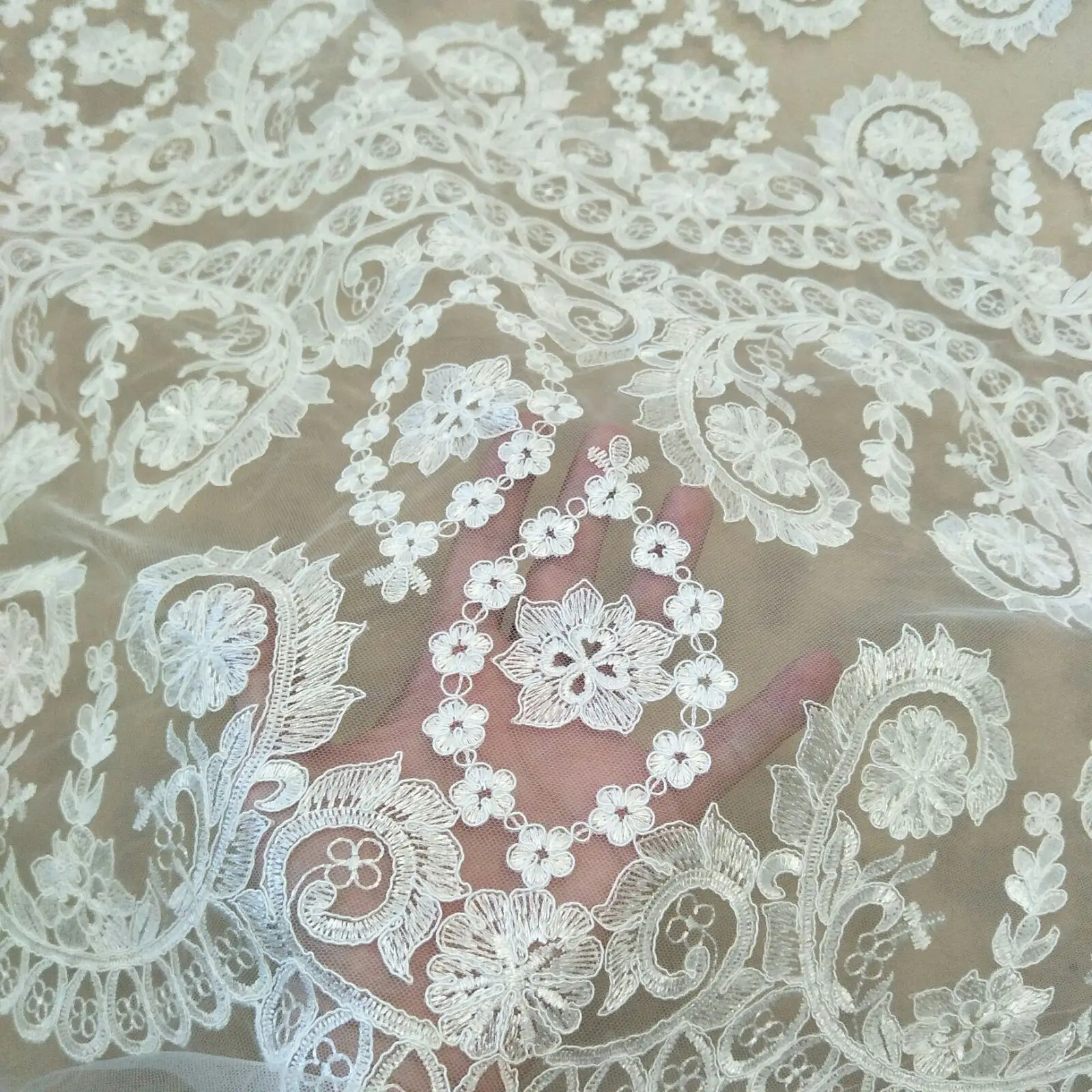 

5 yards wedding lace fabric bridal lace embroidery lace fabric 130cm width lace sell by yard