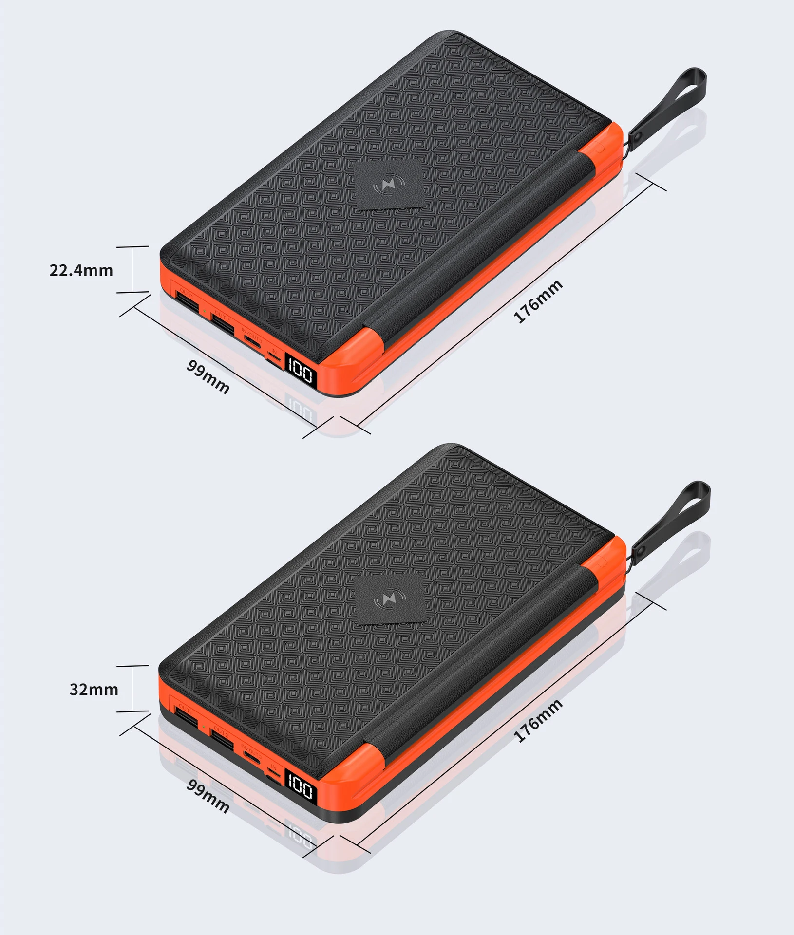 Solar Power Bank With 3 Panels 20000mah Portable Wireless Charger_voghion.com