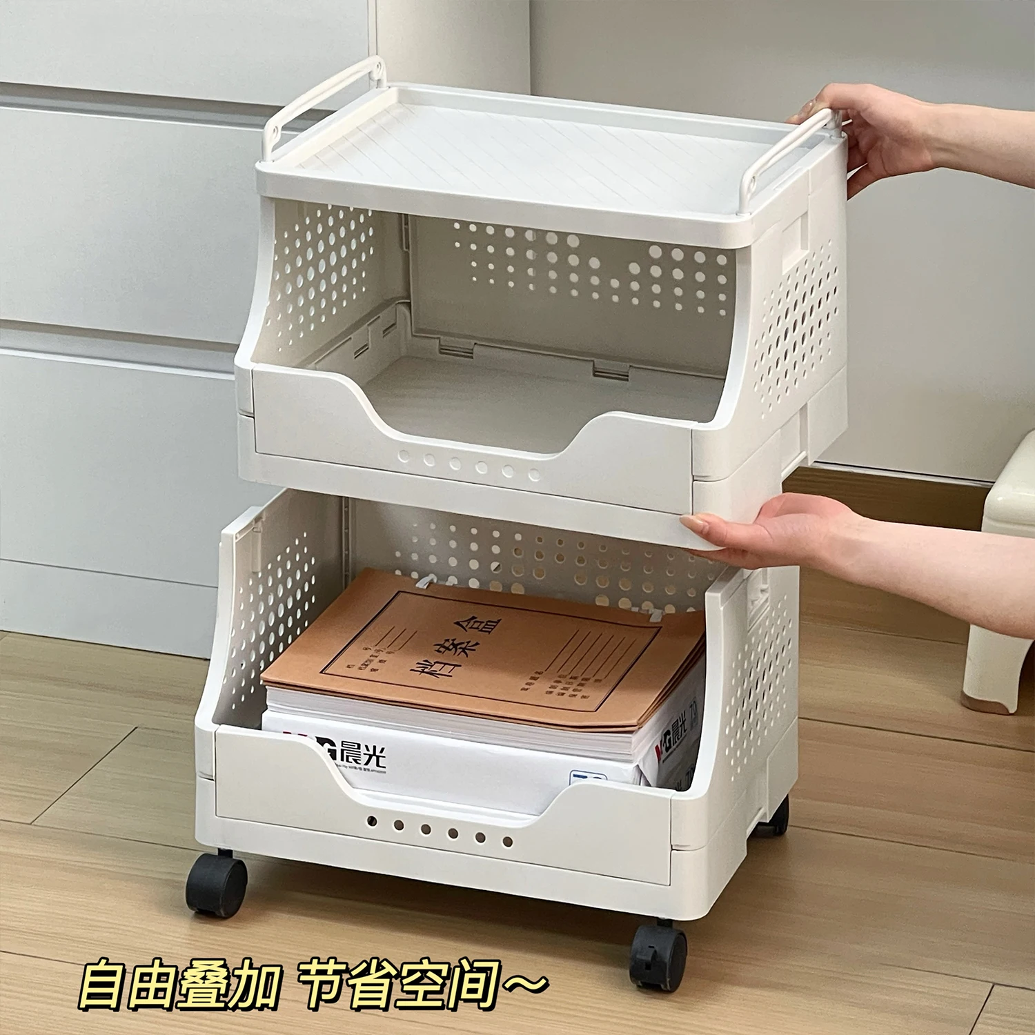 사무용품 및 장비 사용을 위한 책상 선반 아래 보관 모바일 파일 정리 카트가 있는 롤링 프린터 스탠드