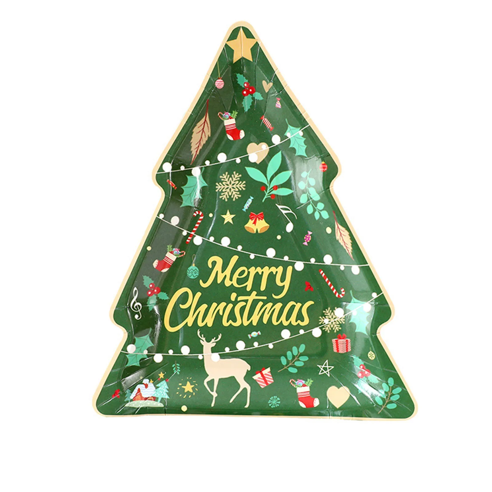 Christmas Table Decorations Christmas Disposable Tree Paper Plate Rectangular For Merry Party Supplies