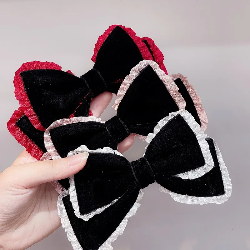 女性と女の子のためのヴィンテージベルベットレースのヘアピン,ヘア