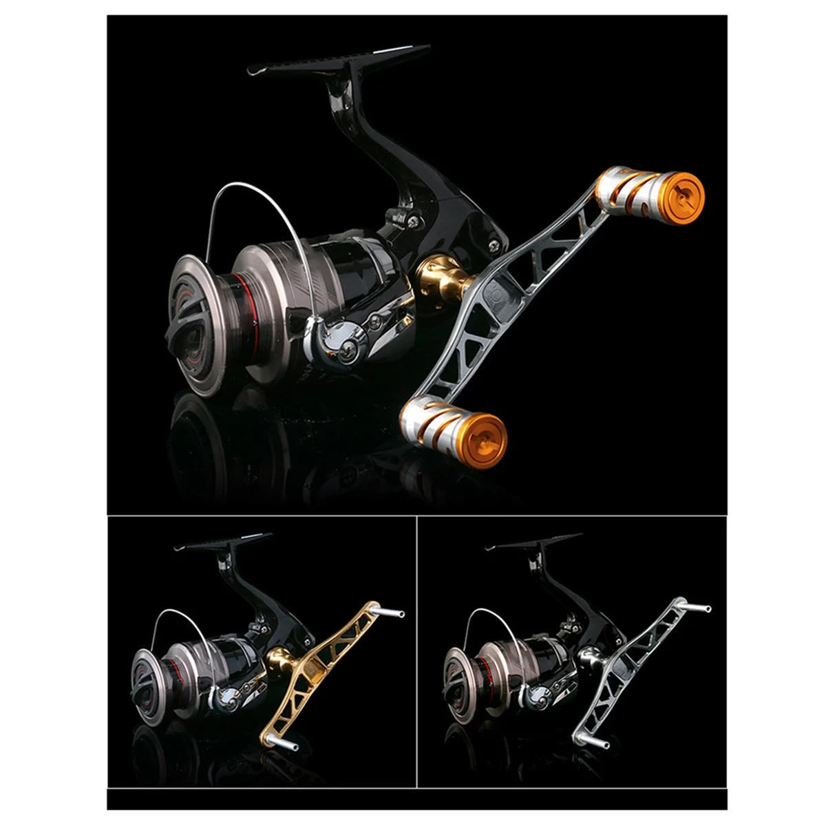 BAAU Double Grip Spinnings Reel Rocker, Fishing Reel Accessories Double Rocker Modified DIY Fishing Handle,E