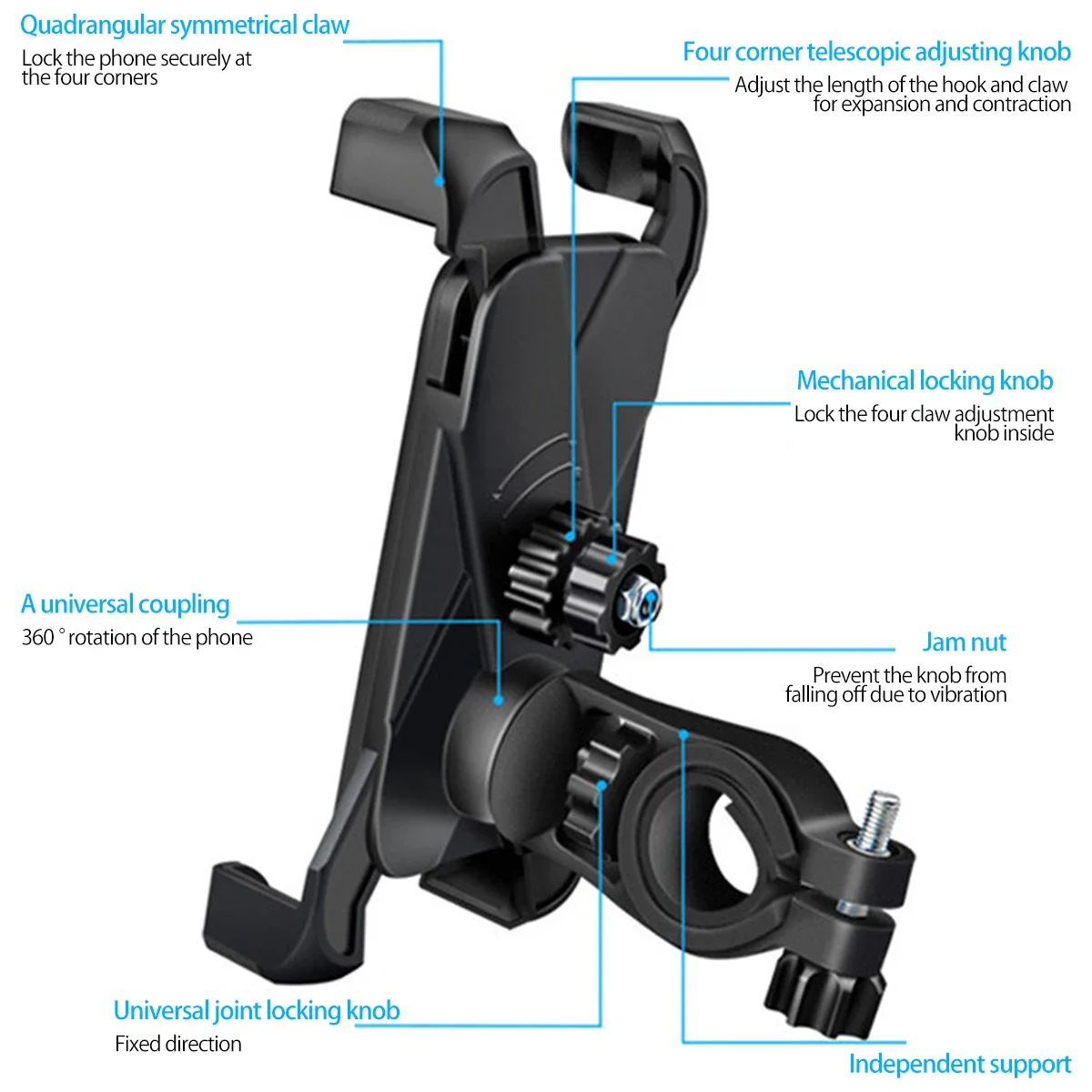 Motorcycle Bicycle Phone Holder Moto Bike Anti Shake Rotation Support handlebar Rearview Mirror Mount Clip Bracket for phone