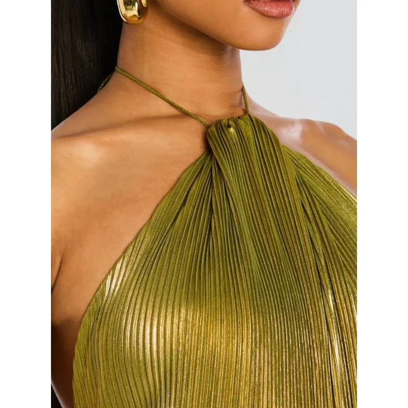 Luxurious Women Corset Party Cocktail Dress Sexy Off Shoulder Halter Folds Slit Guest Celebrity Long Dress Celebrity Prom Gown - Image 4