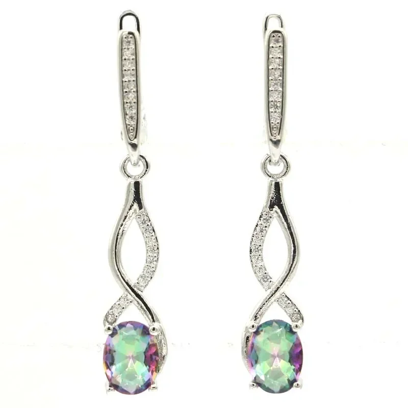 4g 925 SOLID STERLING SILVER Earrings Luxury Changing Zultanitel Mystical Topaz Alexandrite Topaz White CZ Ladies Engagement