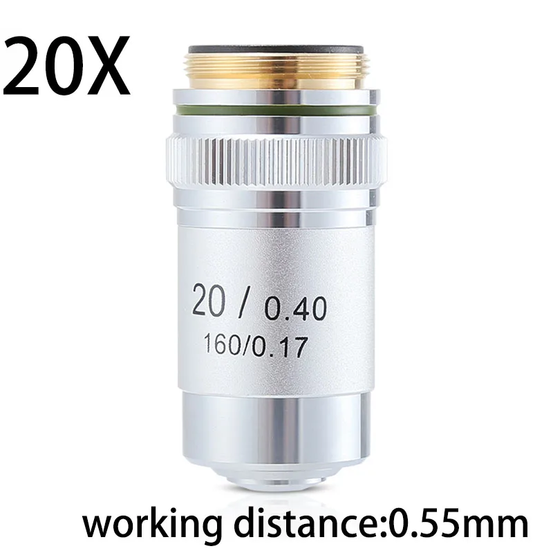 Microscope Objective Lens 4X 10X 20X 40X 60X 100X Achromatic Objective Lens 195 mm Conjugate Distance Tube Length 160 mm Biological Microscope Objective