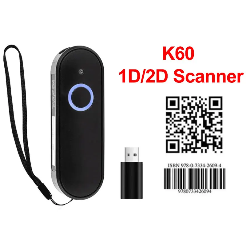 

Mini Barcode Scanner USB Bluetooth 2.4G Wireless 1D 2D QR PDF417 Bar code for iPad iPhone Android Tablets PC