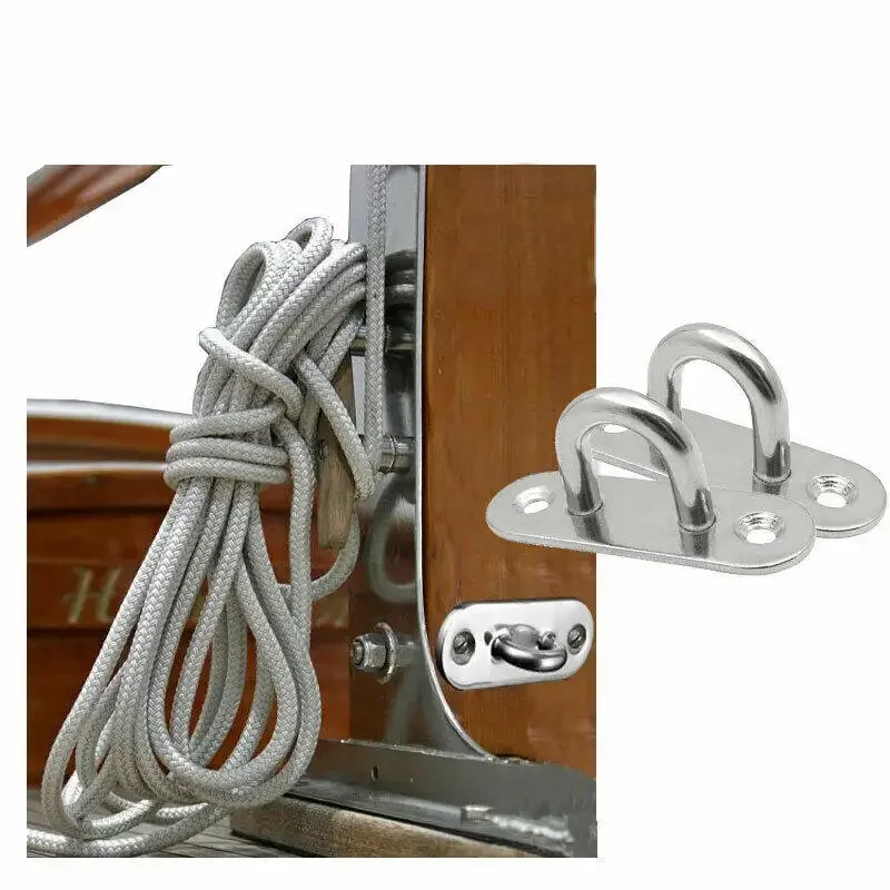 Description Picture 3 of item4PCS Boat 316 Stainless Steel Oval Shape 5mm Pad Eye Plate Oval Door Lock Hasps Door Hinges Buckle Shade Sail Accessories