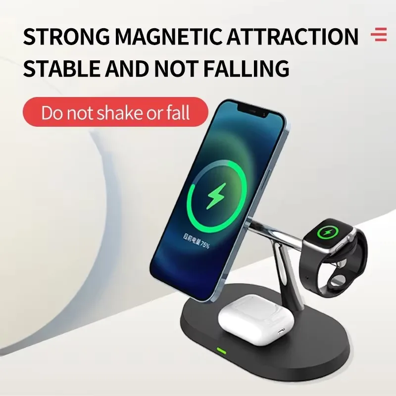 100W 3 In 1 Magnetic Wireless Charger Stand For iPhone Samsung S24 S23 Ultra Galaxy Watch 5 Active 2 Fast Charging Dock Station